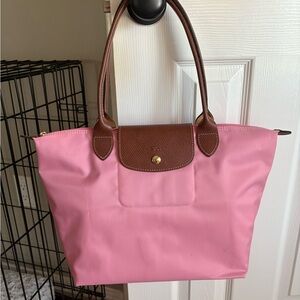 Longchamp Pink and Brown Totes Durable Everyday Bags